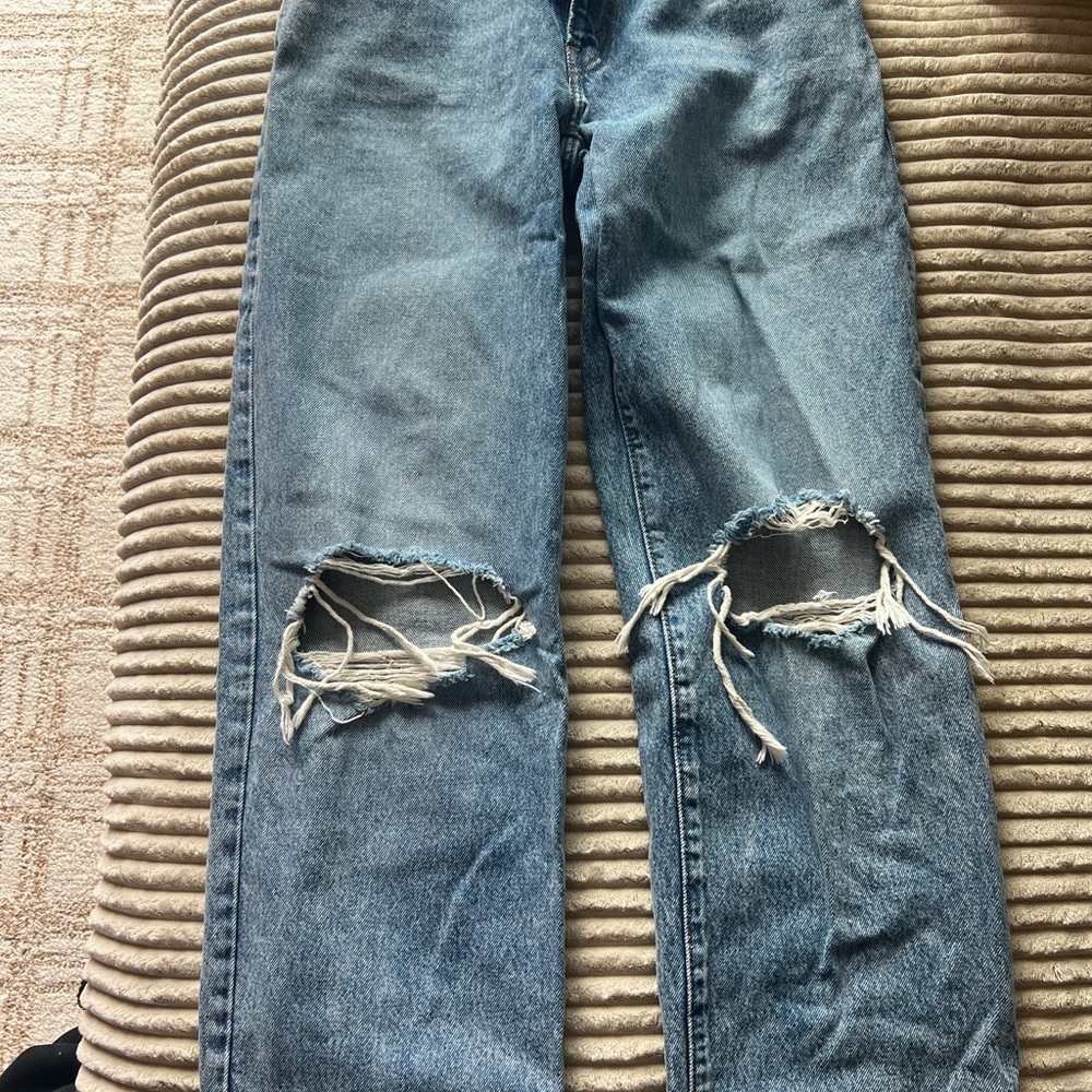 Levi's Blue Boyfriend Jeans with Distressed Knees